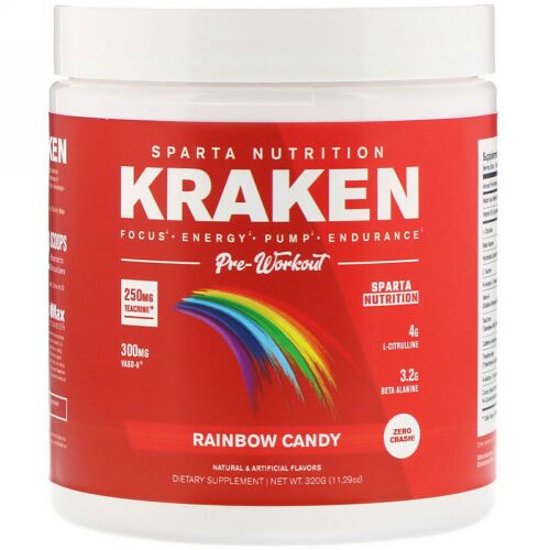 Sparta Nutrition, Kraken Pre-Workout, Rainbow Candy, 11.29 oz (320 g) (Discontinued Item)