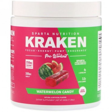 Sparta Nutrition, クラッケン・プレワークアウト、スイカキャンディー、11.29 oz (320 g) (Discontinued Item)