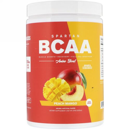 Sparta Nutrition, スパルタン BCAA、アミノブレンド、ピーチ マンゴー、9.52 oz (270 g) (Discontinued Item)