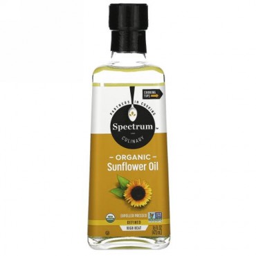 Spectrum Culinary, オーガニック 高温 サンフラワーオイル, 精製, 16 液量オンス (473 ml)