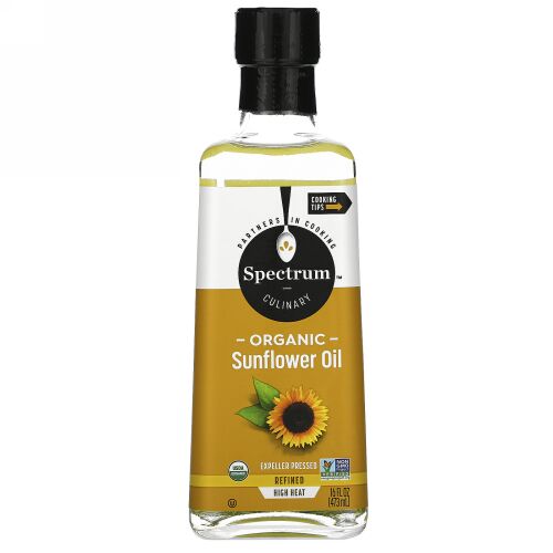 Spectrum Culinary, オーガニック 高温 サンフラワーオイル, 精製, 16 液量オンス (473 ml)