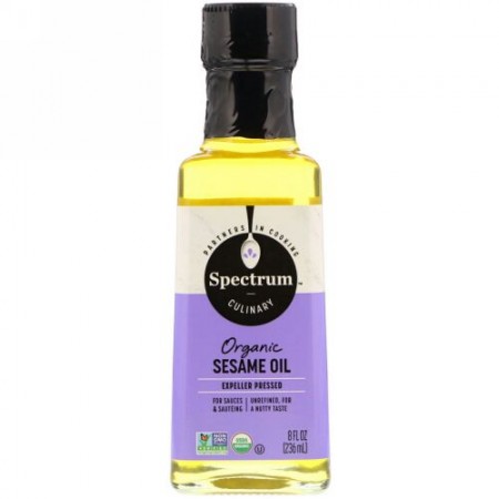 Spectrum Culinary, オーガニックセサミオイル、圧搾プレス、8 fl oz (236 ml) (Discontinued Item)