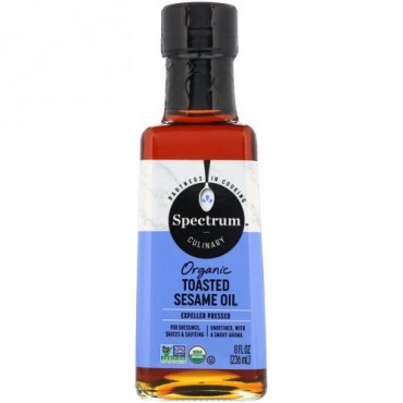 Spectrum Culinary, Organic Toasted Sesame Oil, Expeller Pressed, Unrefined, 8 fl oz (236 ml) (Discontinued Item)