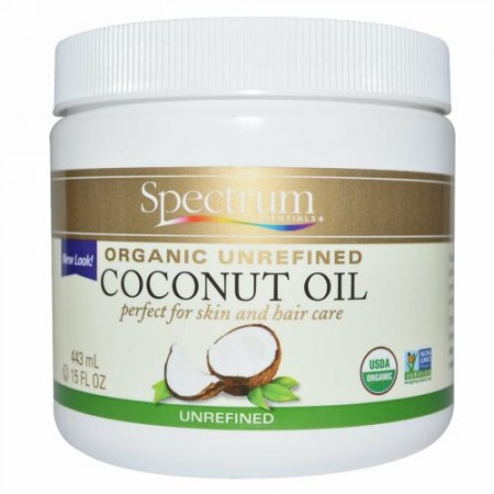 Spectrum Essentials, オーガニック, ココナッツオイル, 未精製, 15液量オンス (443 ml)