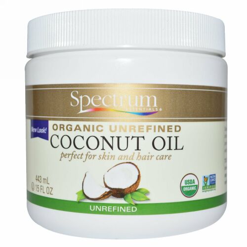 Spectrum Essentials, オーガニック, ココナッツオイル, 未精製, 15液量オンス (443 ml)