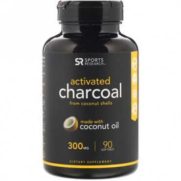 Sports Research, Activated Charcoal from Coconut Shells, 300 mg, 90 Softgels
