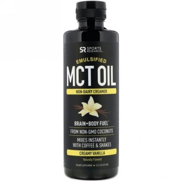 Sports Research, Emulsified MCT Oil, Creamy Vanilla, 16 fl oz (473 ml) (Discontinued Item)