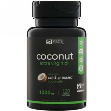 Sports Research, Extra Virgin Coconut Oil, 1,000 mg, 120 Veggie Softgels (Discontinued Item)