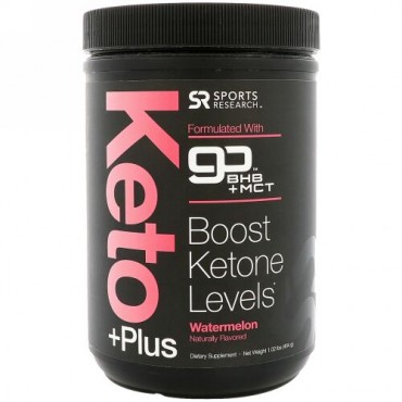 Sports Research, ケトプラス、GO BHB + MCT、ウォーターメロン、1.02 lbs (464 g) (Discontinued Item)