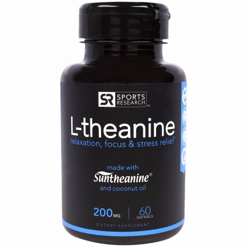 Sports Research, L-テアニン、200mg、ソフトジェル60錠