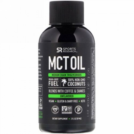 Sports Research, MCTオイル、無風味、2 fl oz (59 ml)