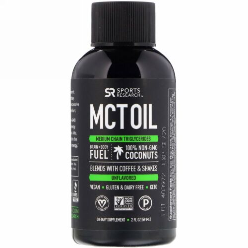 Sports Research, MCTオイル、無風味、2 fl oz (59 ml)