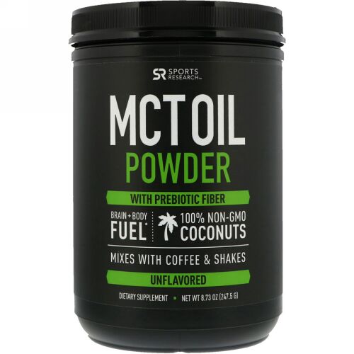 Sports Research, プロバイオテック繊維配合MCTオイルパウダー、味付けなし、8.73オンス (247.5 g)