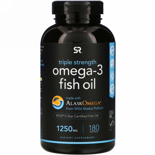 Sports Research, オメガ3フィッシュオイル、トリプルストレングス、1250mg、ソフトジェル180粒