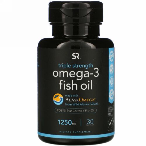 Sports Research, オメガ3フィッシュオイル、成分3倍、1,250mg、ソフトジェル30粒