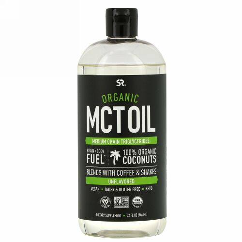Sports Research, オーガニックMCTオイル、無風味、32 fl oz (946 ml)