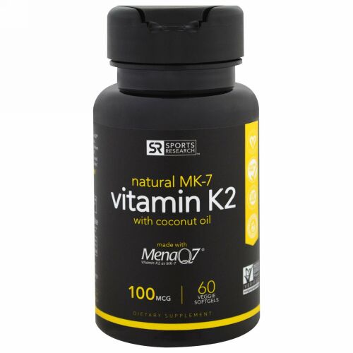 Sports Research, ビタミンK2ｍ100 mcg、60植物ソフトジェル