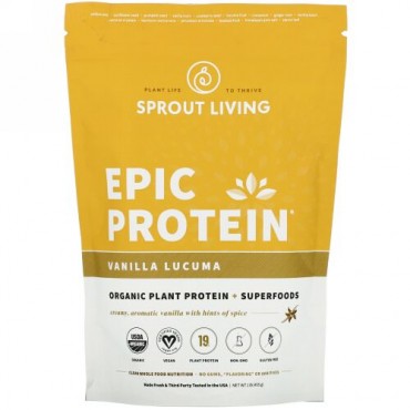 Sprout Living, Epic Protein（エピックプロテイン）、バニラルクマ、455g（16 oz）