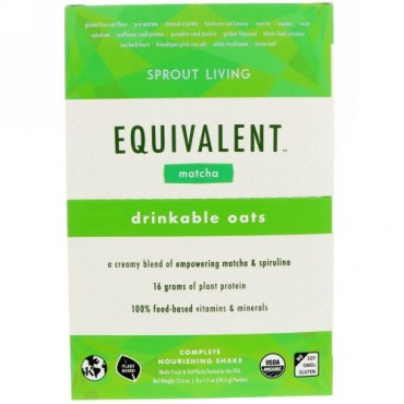 Sprout Living, イクウィバレント、飲むオーツ、抹茶、8包、各1.7オンス (48.5 g) (Discontinued Item)