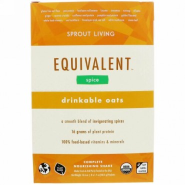 Sprout Living, イクウィバレント、飲むオーツ、スパイス、8包、各1.7オンス (48.5 g) (Discontinued Item)