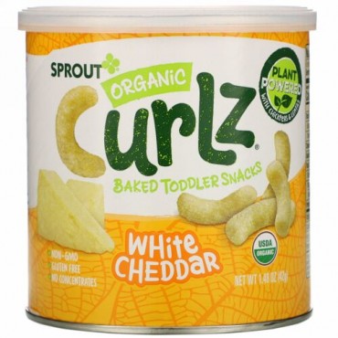 Sprout Organic, Curlz（カールズ）、ホワイトチェダー、1.48オンス (42 g)