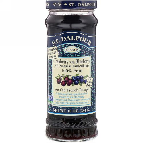 St. Dalfour, クランベリー、デラックス･ブルーべりー入りクランベリー･フルーツスプレッド、10オンス(284 g)