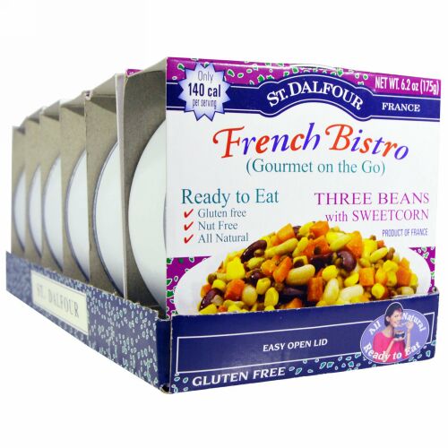 St. Dalfour, フレンチビストロ（外出用グルメ）, スイートコーン入り3種ビーンズ（Three Beans with Sweetcorn）, 6パック, 各6.2オンス（175 g） (Discontinued Item)