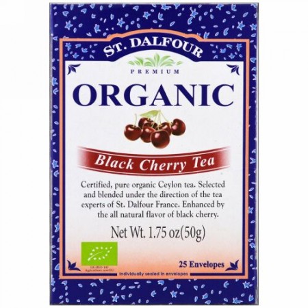 St. Dalfour, オーガニック、ブラックチェリーティー、25袋、1.75オンス (50 g) (Discontinued Item)