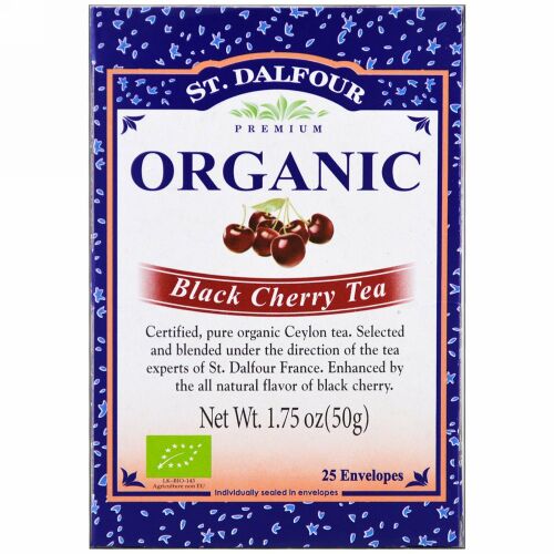 St. Dalfour, オーガニック、ブラックチェリーティー、25袋、1.75オンス (50 g) (Discontinued Item)