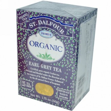St. Dalfour, オーガニック、アールグレイ･ティー、25ティーバッグ、1.75 oz (50 g) (Discontinued Item)