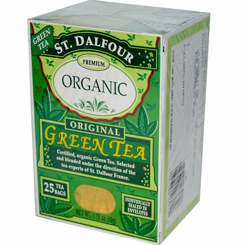 St. Dalfour, オーガニック、オリジナルグリーンティー、25ティーバッグ、1.75オンス（50g） (Discontinued Item)
