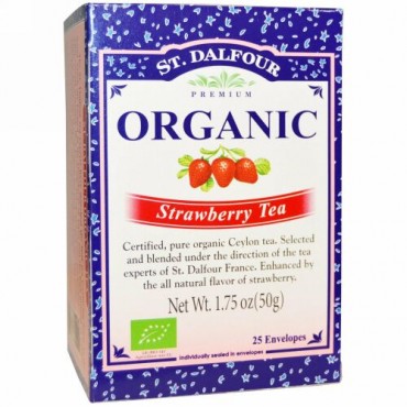 St. Dalfour, サンダルフォー, Organic, Strawberry Tea, 25 Tea Bags, 1.75 oz (50 g) (Discontinued Item)