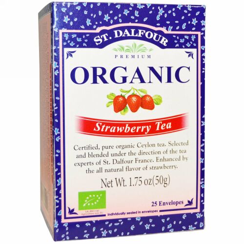 St. Dalfour, サンダルフォー, Organic, Strawberry Tea, 25 Tea Bags, 1.75 oz (50 g) (Discontinued Item)
