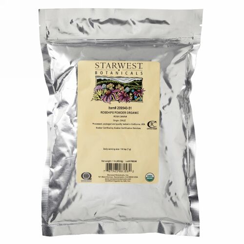 Starwest Botanicals, ローズヒップパウダー, オーガニック, 1オンス（453.6 g）