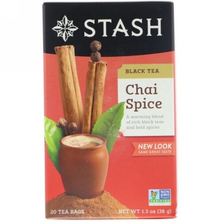 Stash Tea, Black Tea, Chai Spice, 20 Tea Bags, 1.3 oz (38 g) (Discontinued Item)