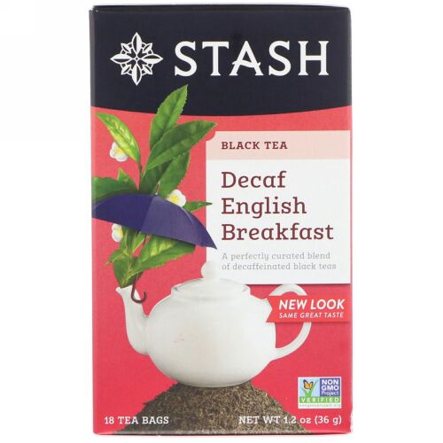 Stash Tea, Black Tea, Decaf English Breakfast, 18 Tea Bags, 1.2 oz (36 g) (Discontinued Item)