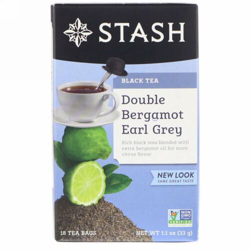 Stash Tea, 紅茶、ダブルベルガモット アールグレイ、ティーバッグ18個、33g（1.1oz）