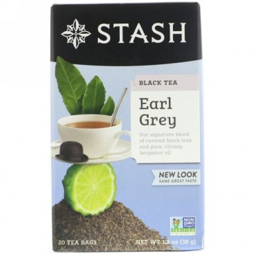 Stash Tea, Black Tea, Earl Gray, 20 Tea Bags, 1.3 oz (38 g) (Discontinued Item)