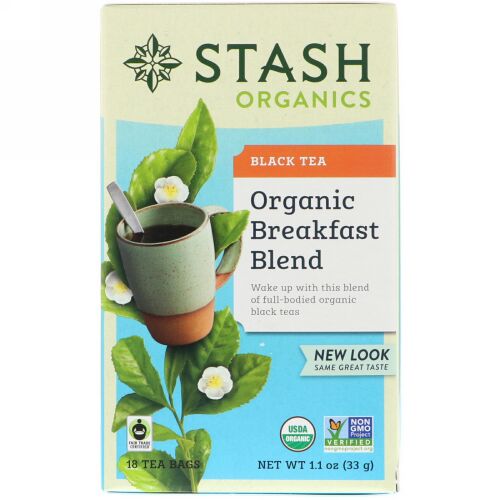 Stash Tea, オーガニック, ブレックファスト ブレンド, 紅茶（Black Tea）, 18ティーバッグ, 1.1オンス（33 g） (Discontinued Item)