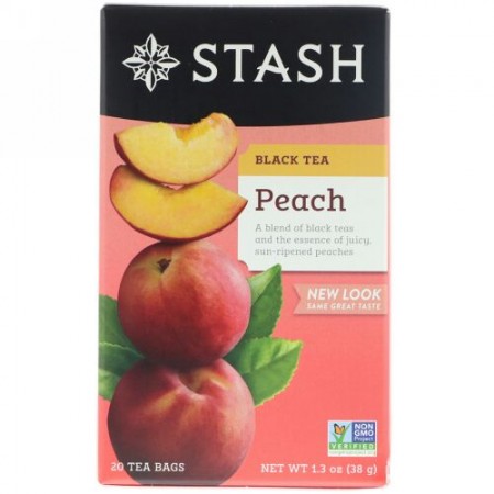 Stash Tea, 紅茶（Black Tea）, ピーチ, 20ティーバッグ, 1.3オンス（38 g） (Discontinued Item)