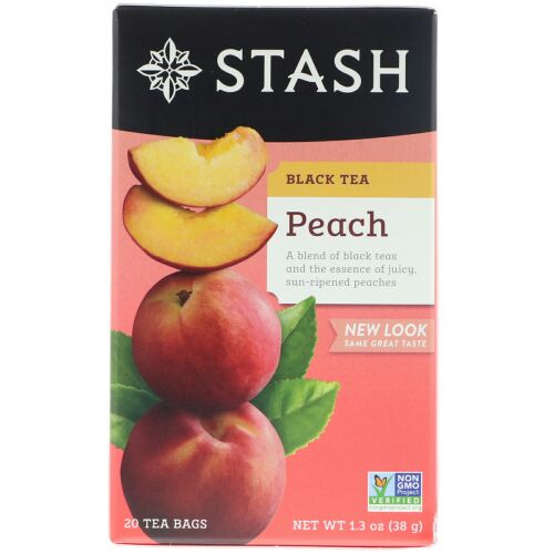 Stash Tea, 紅茶（Black Tea）, ピーチ, 20ティーバッグ, 1.3オンス（38 g） (Discontinued Item)