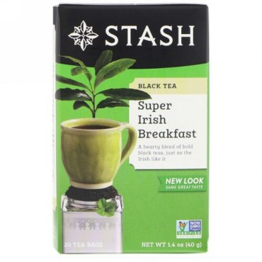 Stash Tea, プレミアム, 紅茶（Black Tea）, スーパーアイリッシュ ブレックファスト, 20ティーバッグ, 1.4オンス（40 g） (Discontinued Item)