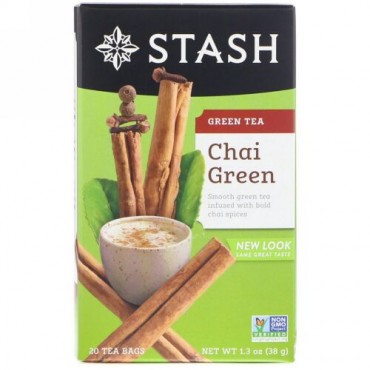 Stash Tea, Green Tea, Chai Green , 20 Tea Bags, 1.3 oz (38 g) (Discontinued Item)