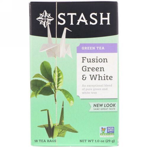 Stash Tea, Green Tea, Fusion Green & White, 18 Tea Bags, 1.0 oz (29 g) (Discontinued Item)