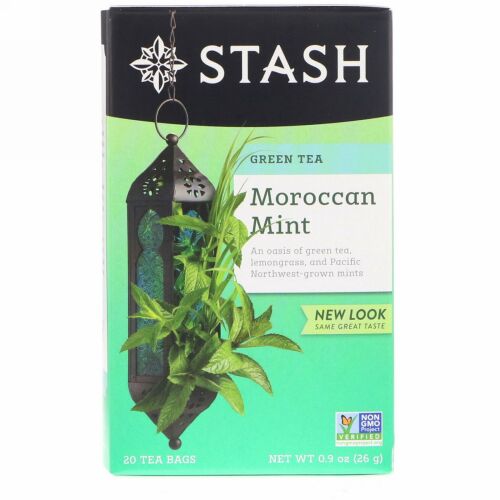 Stash Tea, 緑茶, モロッカンミント, 20ティーバッグ, 0.9オンス（26 g）