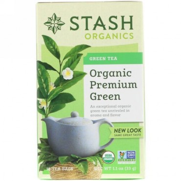 Stash Tea, オーガニック, プレミアム緑茶, 18ティーバッグ, 1.1オンス（33 g） (Discontinued Item)