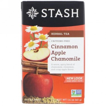 Stash Tea, ハーブティー, シナモンアップルカモミール, 20袋, 1.4オンス (40 g) (Discontinued Item)