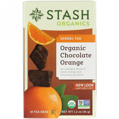 Stash Tea, オーガニック, ハーブティー, チョコレートオレンジ, カフェインフリー, 18ティーバッグ, 1.2オンス（36 g） (Discontinued Item)