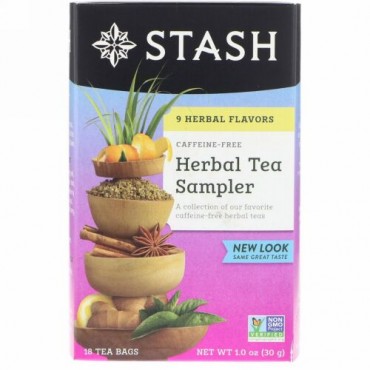 Stash Tea, ハーブティー詰合せ, カフェインフリー, 9種の風味, 18ティーバッグ, 1.0オンス（30 g） (Discontinued Item)