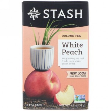 Stash Tea, Oolong Tea, White Peach, 18 Tea Bags, 1.2 oz (35 g)